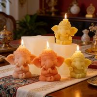 Moules à gâteau en silicone Ganesha mignons, sculpture 3D du dieu éléphant méditant, moule pour artisanat en résine, bougies parfumées DIY, décoration de yoga pour la maison