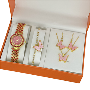 Wholesale Ladies' Quartz <strong>Watch</strong> butterfly Necklace Bracelet Earrings Accessory 5 PCS Fashion Gifts Jewelry <strong>Set</strong> for <strong>Women</strong> - Product Image 4
