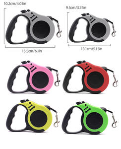 Laisse de <span class=keywords><strong>chien</strong></span> rétractable en alliage et polyester - Durable 3M/5M Réglable Rayée Charmante Laisse de dressage mains libres - Product Image 3