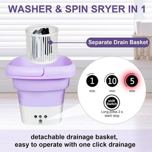 Xách Tay Có Thể Gập Lại Máy Giặt Với Quay Máy Sấy Tự Động Mini Đồ Lót Vớ Máy Giặt Với Máy Ly Tâm 6L Công Suất Lớn - Product Image 4