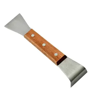 CHINABEES Bee Hive Hook Scraper Cuchillo de miel de doble cabeza con mango de madera Apicultura de acero inoxidable