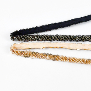 Deepeel LA116 0.8cm <strong>Glitter</strong> Lace <strong>Clothes</strong>&amp;Home Textiles Accessories Beaded Lace Fabric Luxury Webbing Strap - Product Image 5