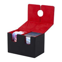 Boîte de rangement pour cartes de jeu Henwei H06 en cuir PU bleu, capacité de 200+ cartes