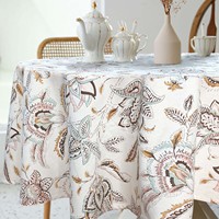 Nappe ronde de mariage personnalisée en tissu lavable tissé en coton et polyester ivoire décoratif d'intérieur moderne pour maison