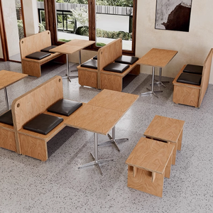 Popular Sofá de Cuero Estilo Antiguo para Cafetería, Área de Descanso, Combinación de Mesa y Sillas para Restaurante Occidental - Product Image 2
