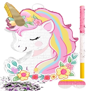 <span class=keywords><strong>Pinata</strong></span> licorne pour anniversaire fille <span class=keywords><strong>princesse</strong></span> fête <span class=keywords><strong>Pinata</strong></span> avec bâton en bois bandeau et confettis arc-en-ciel licorne décoration d'anniversaire - Product Image 1