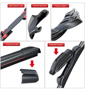 Snow Wiper Blades Multi-adapter Flat Windshield Wipers System High Quality Rubber Hybrid Durable 26/28 Inches Black Carton 2019-