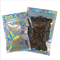 Sacs d'emballage holographiques laser personnalisés refermables avec fenêtre transparente avant et fermeture éclair, sacs en Mylar