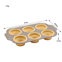 Moule à cupcakes 6 cavités, en acier au carbone durable et silicone, pour la pâtisserie maison