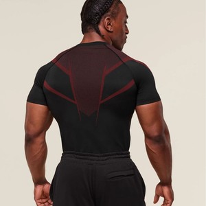 T-shirt Elasticizzata da <span class=keywords><strong>Uomo</strong></span> Stile Americano <span class=keywords><strong>Trendy</strong></span> per Sport, Fitness, Corsa e Jogging, <span class=keywords><strong>Abbigliamento</strong></span> Aderente da Allenamento - Product Image 1