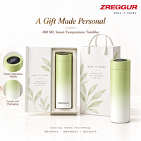 Botol Air Stainless Steel 480ml, Botol Termos Vakum Isolasi, Flask dengan Layar LED Penunjuk Suhu, Logo Custom