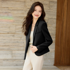 Women's Off White Blazer Solid Color Pocket Design Autumn Commuter Suit - Product Image 4