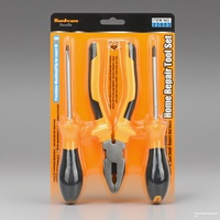 Ensemble d'outils en acier au carbone en stock pour la réparation domestique, emballé sous blister, incluant tournevis et marteau