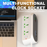Multiprise Horloge 3 Prises CA Universelles 3 Ports USB 1 Type C Prise Européenne 3m IP44 10A/13A pour Maison et Bureau