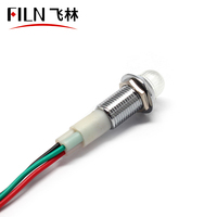 FILN 10mm 12-24V IP67 voyants à tête surélevée avec lumière rouge terminale sur un tableau de bord Lampe d'équipement de signalisation en métal CE UL RoHS