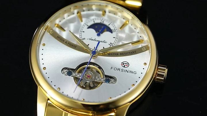 Forsining Tourbillon orologio da uomo scheletro trasparente orologi