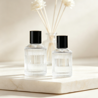 Flacons de parfum en verre transparent à rayures rondes de haute qualité, 30 ml et 100 ml, avec couvercle sérigraphié pour emballage de parfum, boîte cadeau