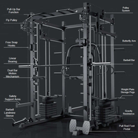 Machine Smith multifonctionnelle avec croisement de câbles, équipement de gym commercial et domestique, rack à squats avec fonction de développé couché