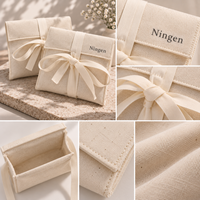 Pochette cadeau en lin avec nœud en ruban, sac enveloppe pour faveurs de mariage, emballage de bijoux, logo personnalisé, vente en gros
