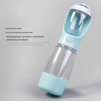 Bouteille d'eau multifonctionnelle modulaire en plastique PET de qualité alimentaire sans BPA, anti-fuite à un bouton, pour chien et chat, avec gamelles de voyage 3-en-1