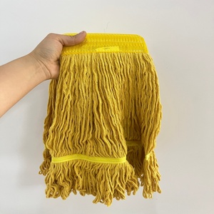 Tête de balai serpillère jaune en polyester et coton, remplacement pour le <span class=keywords><strong>nettoyage</strong></span> commercial des sols, fil épais pour usage intensif, compatible avec les cadres de balai serpillère standard - Product Image 3