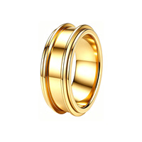 8mm Herrenringe aus Edelstahl, abgeschrägt poliert, mit Rilleneinlage für Herrenschmuck
