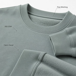 Sweat-shirt à col rond pour homme avec logo personnalisé, unisexe, vente en gros, streetwear haut de gamme, pull en molleton uni, tailles S-4XL, vert sauge, ébène - Product Image 5