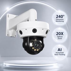 Caméra IP PTZ panoramique multi-lentilles de sécurité avec 4 objectifs fixes, 1 objectif zoom optique 20X, suivi automatique et microphone - Product Image 3