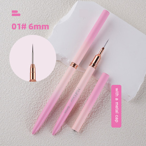 แปรงไลเนอร์เล็บด้ามโลหะสีชมพู ยี่ห้อ Private Label ขนาด 6 9 12 15 18 25 มม. ขนไนลอนยืดหยุ่นพิเศษ สำหรับวาดลายละเอียด ปลายแปรงละเอียดพิเศษ ใช้กับไมโครเจล - Product Image 6