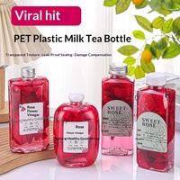 Bouteille octogonale en PET pour jus et boissons, avec bouchon à vis rouge en forme de rose, épaissie, de qualité commerciale