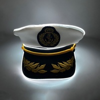CARDSILK Cadeaux promotionnels pour fêtes et célébrations, Casquette marine lumineuse à LED avec emblème ancre et laurier pour spectacle