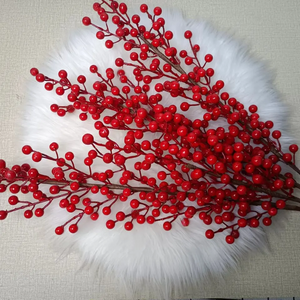 DREA Longue tige, 12 fourches, fleurs artificielles, baies rouges, fausse plante, branches de baies artificielles pour la décoration - Product Image 2