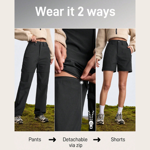 <span class=keywords><strong>Pantalon</strong></span> de <span class=keywords><strong>randonnée</strong></span> <span class=keywords><strong>convertible</strong></span> pour <span class=keywords><strong>femme</strong></span>, personnalisé, séchage rapide, léger, cordon de serrage réglable, imperméable, tissu Oxford plat, décontracté - Product Image 2