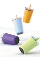 Fabricant personnalisé nouveau design 12oz/350ml en acier inoxydable à double paroi isolée sous vide adulte enfant gobelet avec paille
