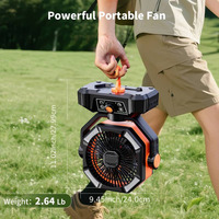 Ventilateur de camping portable rechargeable à oscillation automatique 16000mAh avec lanterne LED et fonction de minuterie