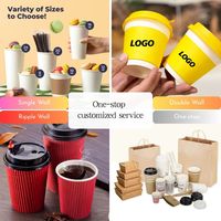Tasse à café personnalisée 16Oz 22Oz en papier biodégradable à double paroi imprimée du logo Boba pour le thé au lait et le vin de couleur noire