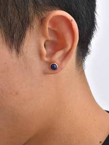 Boucles d'oreilles en acier inoxydable, exquises et polyvalentes, en lapis-lazuli et œil de tigre, exsudant de l'élégance, pour hommes et femmes - Product Image 5