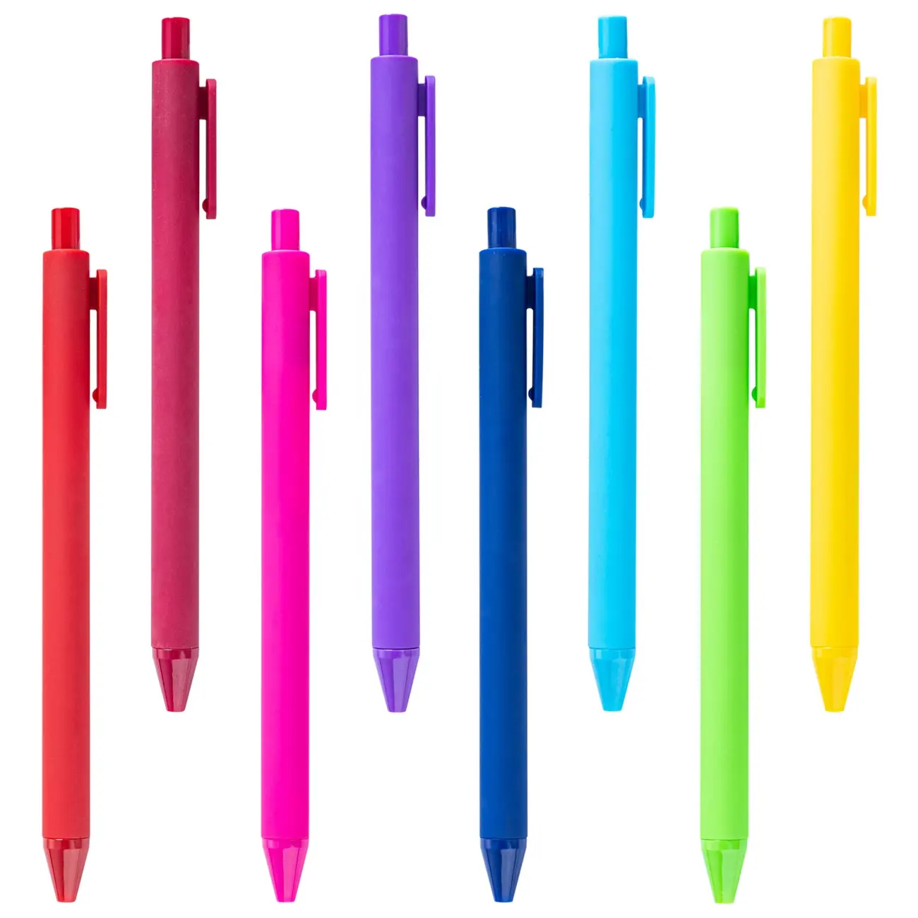 Hot Selling Groothandel Plastic Balpen Custom Logo Gedrukt Balpen Meerdere Kleuren Intrekbare Zacht Rubber Klik Plastic Pen