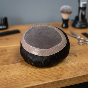 Peluca Negra de Media Cabeza, Cabello Humano Virgen, Estilo Liso, Base Mono Suave, Fácil de Aplicar, Tupé para Hombre - Product Image 2