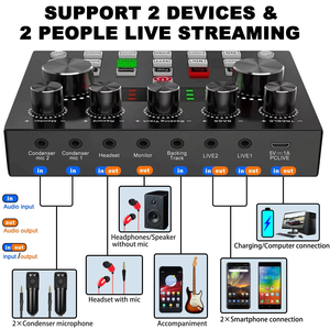 Professional Wired Condenser <b>Microphone</b> Kit Sound Card-Noise Cancelling LED Lighting Lightweight 1 Year Warranty Conference Use - Product Image 2