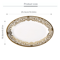 Plat à poisson en céramique blanche avec bord doré de luxe, résistant à la chaleur, pour steak, entrée, apéritif, fête, dîner