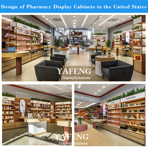 Diseño de <span class=keywords><strong>Farmacia</strong></span> Moderna de <span class=keywords><strong>los</strong></span> Estados Unidos, Se Fabrica Combinando una Chapa de Madera con un Marco Metálico, Estantes de Exhibición para Farmacias - Product Image 2