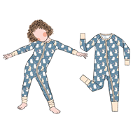 Pyjama convertible à fermeture éclair en bambou imprimé lapin de Pâques pour bébé et tout-petit
