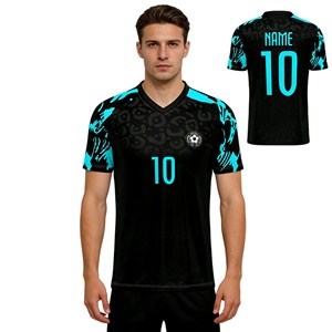 Maglia <span class=keywords><strong>da</strong></span> Calcio Personalizzata con Scollo a V, Top <span class=keywords><strong>da</strong></span> Allenamento per Uomo, Nome <span class=keywords><strong>e</strong></span> Numero Personalizzati, Logo Stampato in Sublimazione - Product Image 1