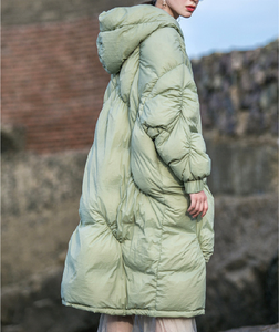 Veste <span class=keywords><strong>longue</strong></span> pour <span class=keywords><strong>femme</strong></span>, longueur aux genoux, ample, en duvet de canard, blanc, printemps 2021 - Product Image 3