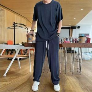 <span class=keywords><strong>M</strong></span>-4XLメンズカジュアルサマースポーツセットOネック半袖プルオーバートップドローストリングズボン通気性屋内/屋外ツーピース - Product Image 3