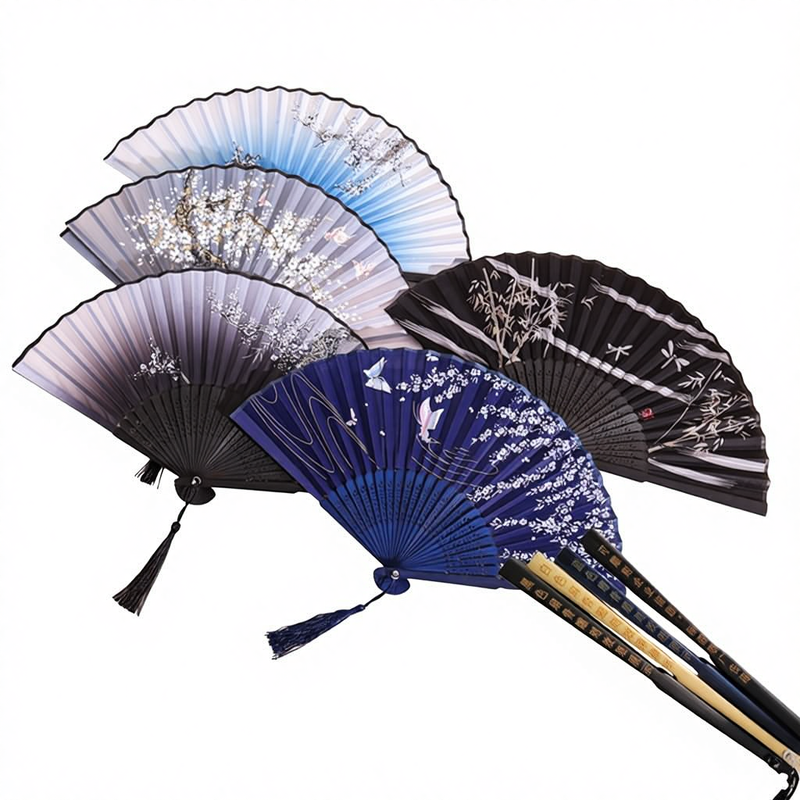 Antique Cloth Material Folding Fan Summer