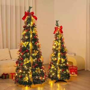 150cm Pop-up Christmas <b>Tree</b> foldable Christmas <b>tree</b> with <b>LED</b> <b>lights</b> and Christmas flower for home decoration - Product Image 2