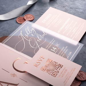 Invitaciones de Acrílico con Iniciales en Dorado, Sobres Rosados Elegantes y de Lujo para Bodas y Cumpleaños, Tarjetas RSVP - Product Image 2