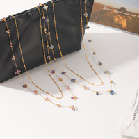 Collier ras du cou Bingxin Jewelry, perles de pierres naturelles bohèmes, plaqué or, acier inoxydable, double couche